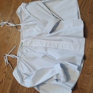 Stripped blue and white off the shoulder shirt